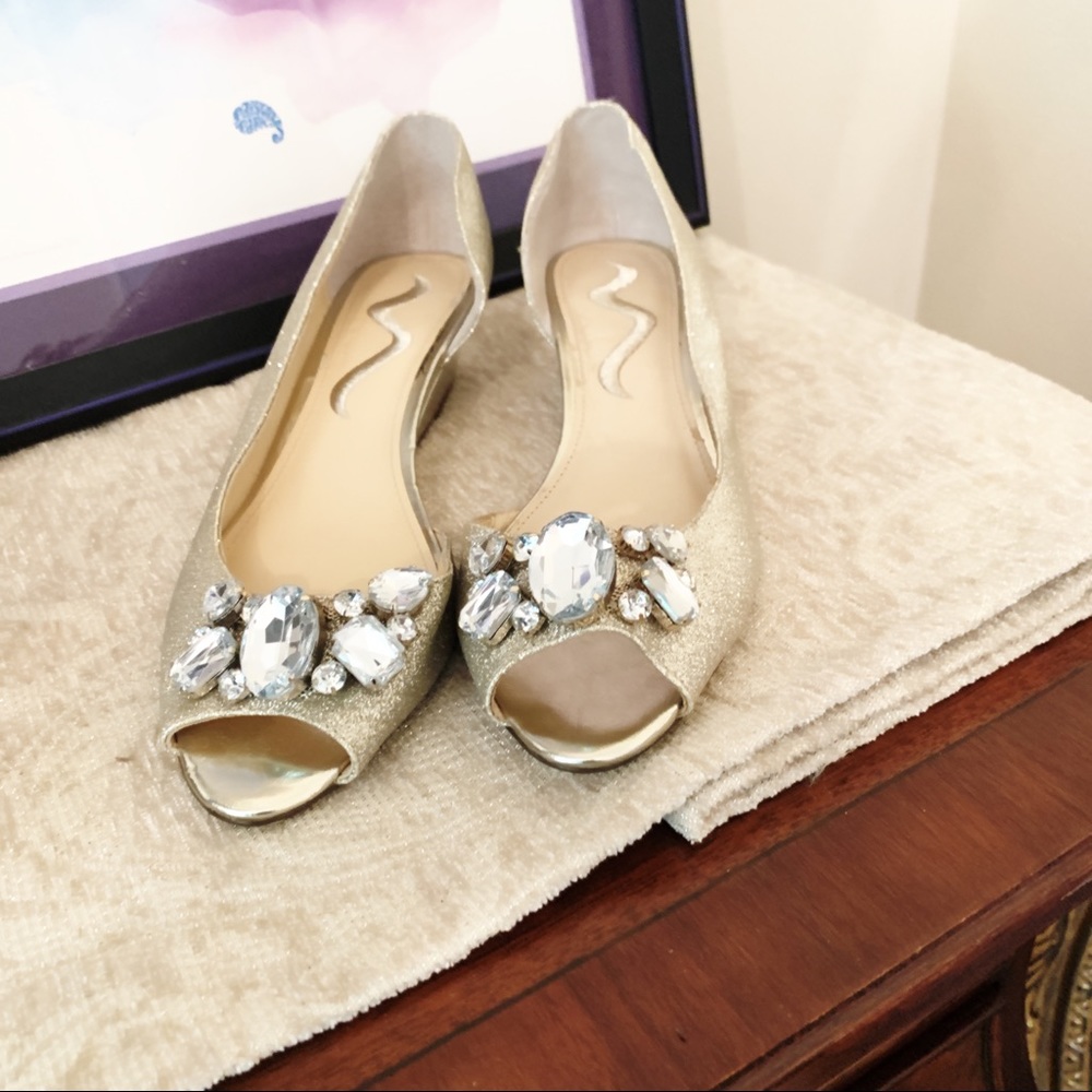 Gold Glitter & Crystal Wedges 8